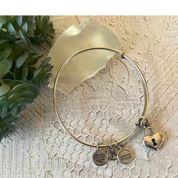 Alex and Ani Silver Heart Locket Bracelet - Picture 1 of 7